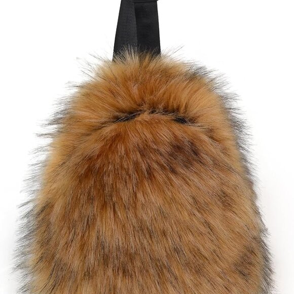 Sling Bag for Women Crossbody Chest Bag Cute Purse Fuzzy Fur Bag for Outdoor Hik